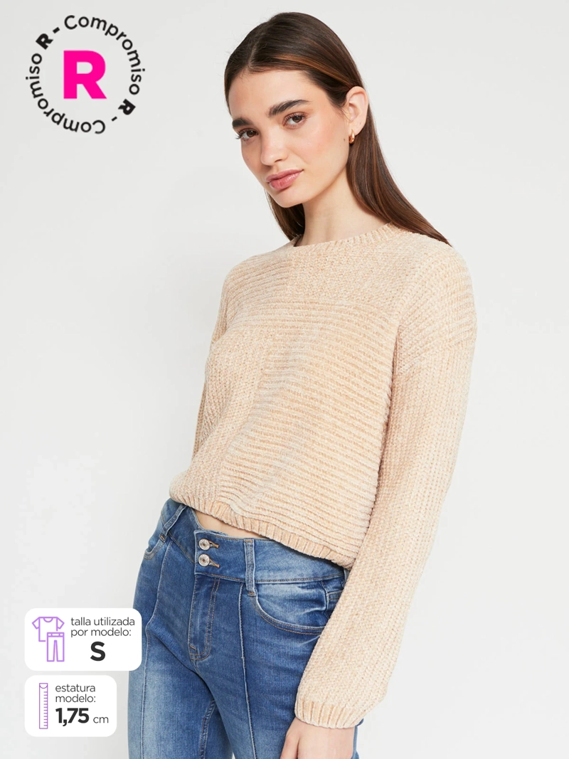 SWEATER MUJER INDEX CHENILLE MANGA LARGA BÁSICO - 1
