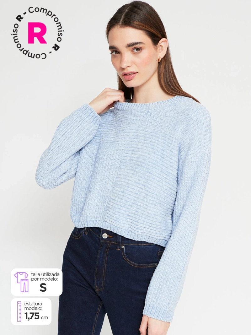 SWEATER MUJER INDEX CHENILLE MANGA LARGA BÁSICO - 1