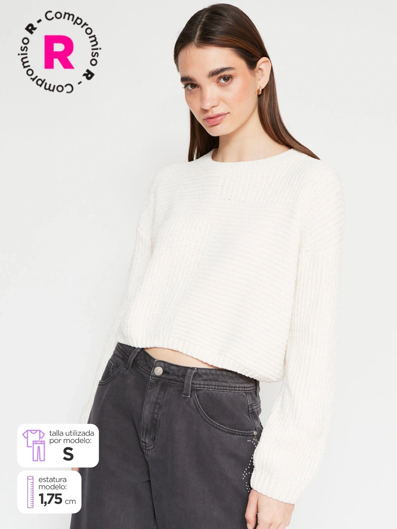 SWEATER MUJER INDEX CHENILLE MANGA LARGA BÁSICO - 1
