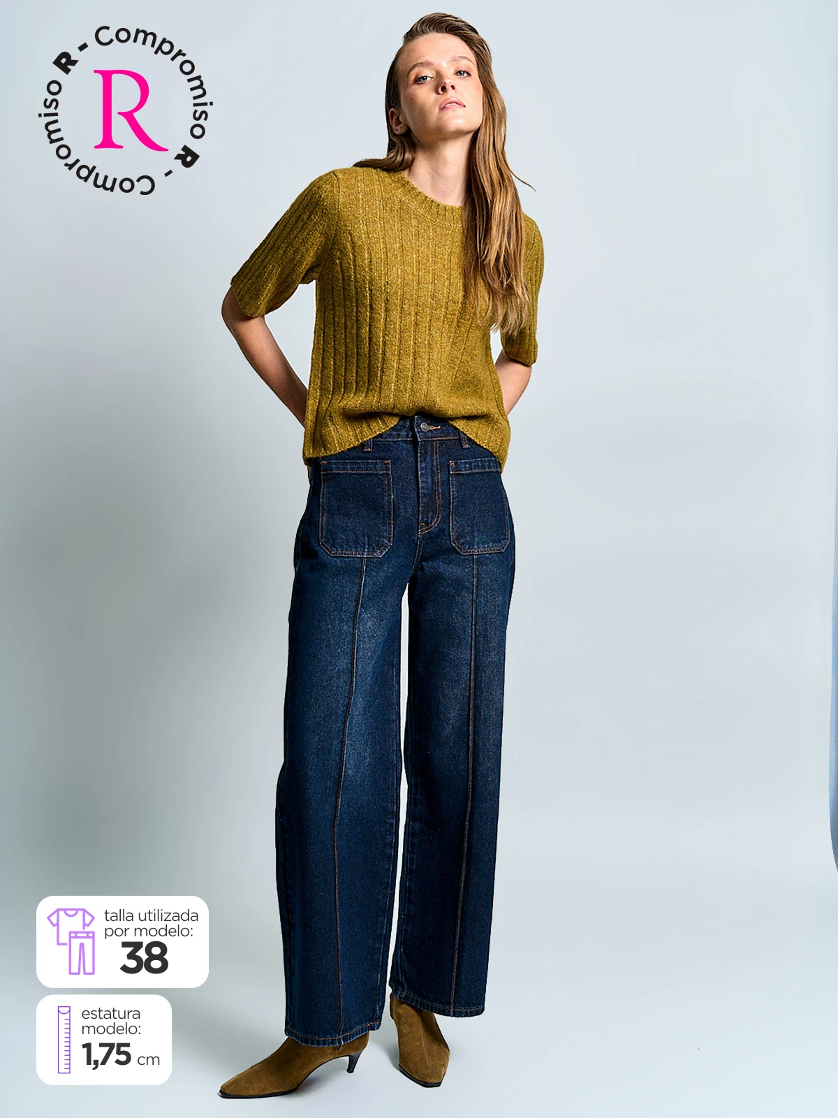 JEANS MUJER MARQUIS ALGODÓN WIDE LEG BOLSILLOS - 1