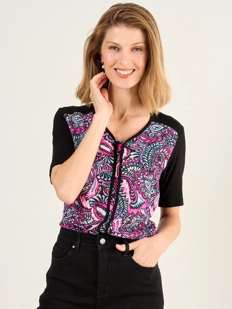 POLERA MUJER MA GRIFFE ESCOTE EN V MANGA CORTA - 3