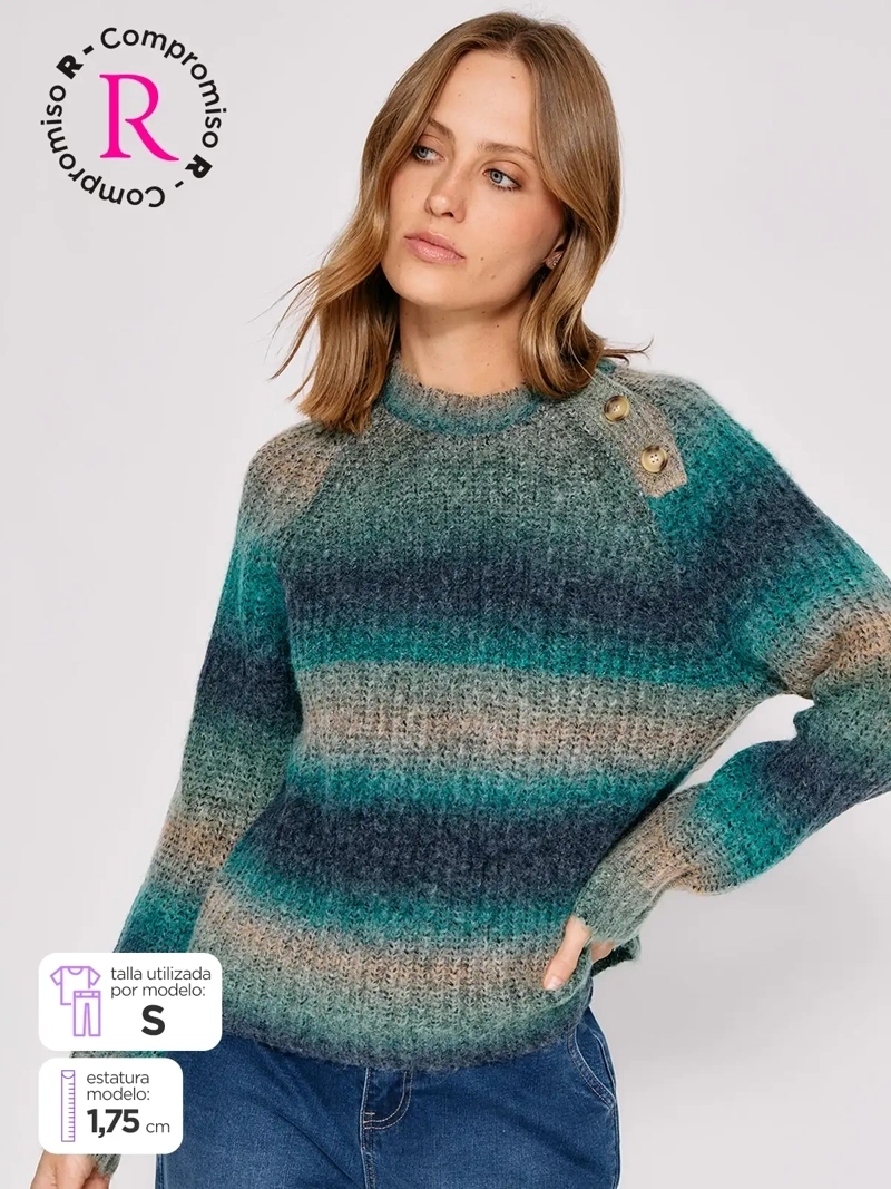 SWEATER MUJER REGATTA MANGA LARGA BOTONES - 1