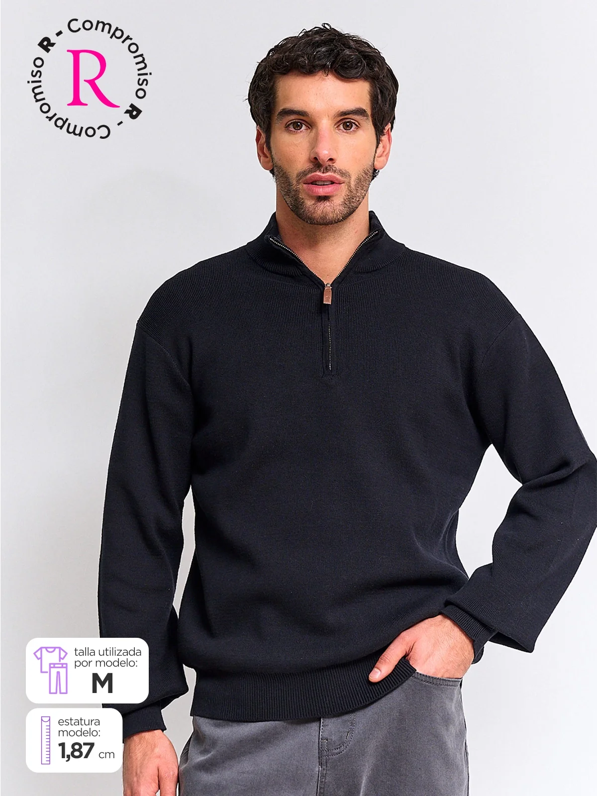 SWEATER HOMBRE KENNETH STEVENS ALGODÓN HALF ZIPPER - 1