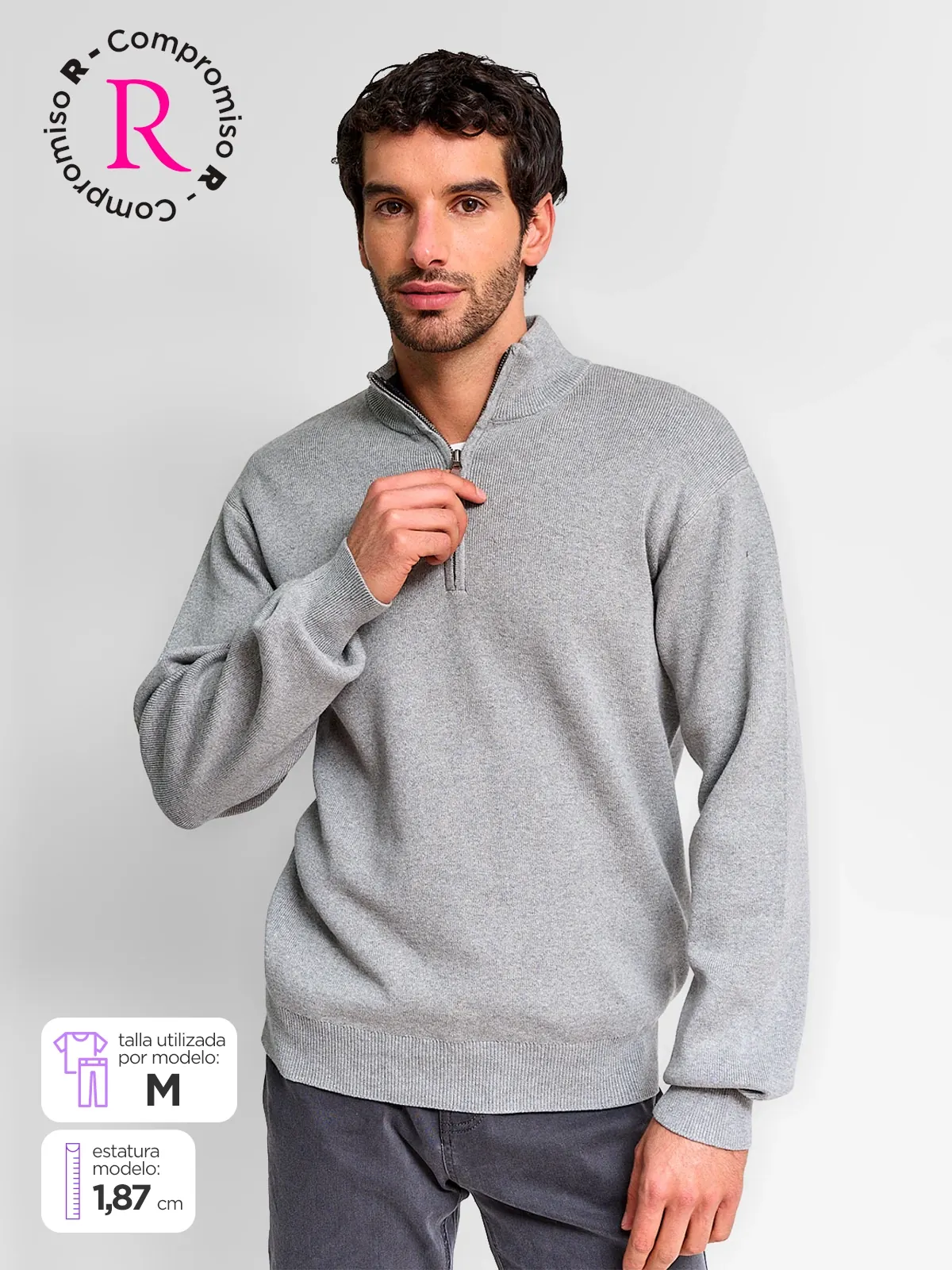 SWEATER HOMBRE KENNETH STEVENS ALGODÓN HALF ZIPPER