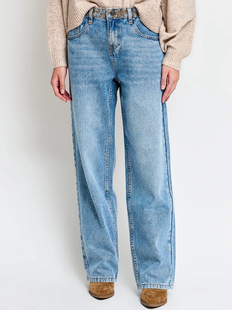 JEANS MUJER INDEX ALGODÓN CINTURÓN APLICACIONES - 2