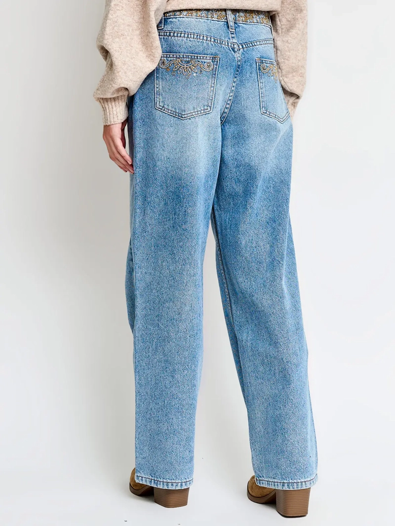 JEANS MUJER INDEX ALGODÓN CINTURÓN APLICACIONES - 3