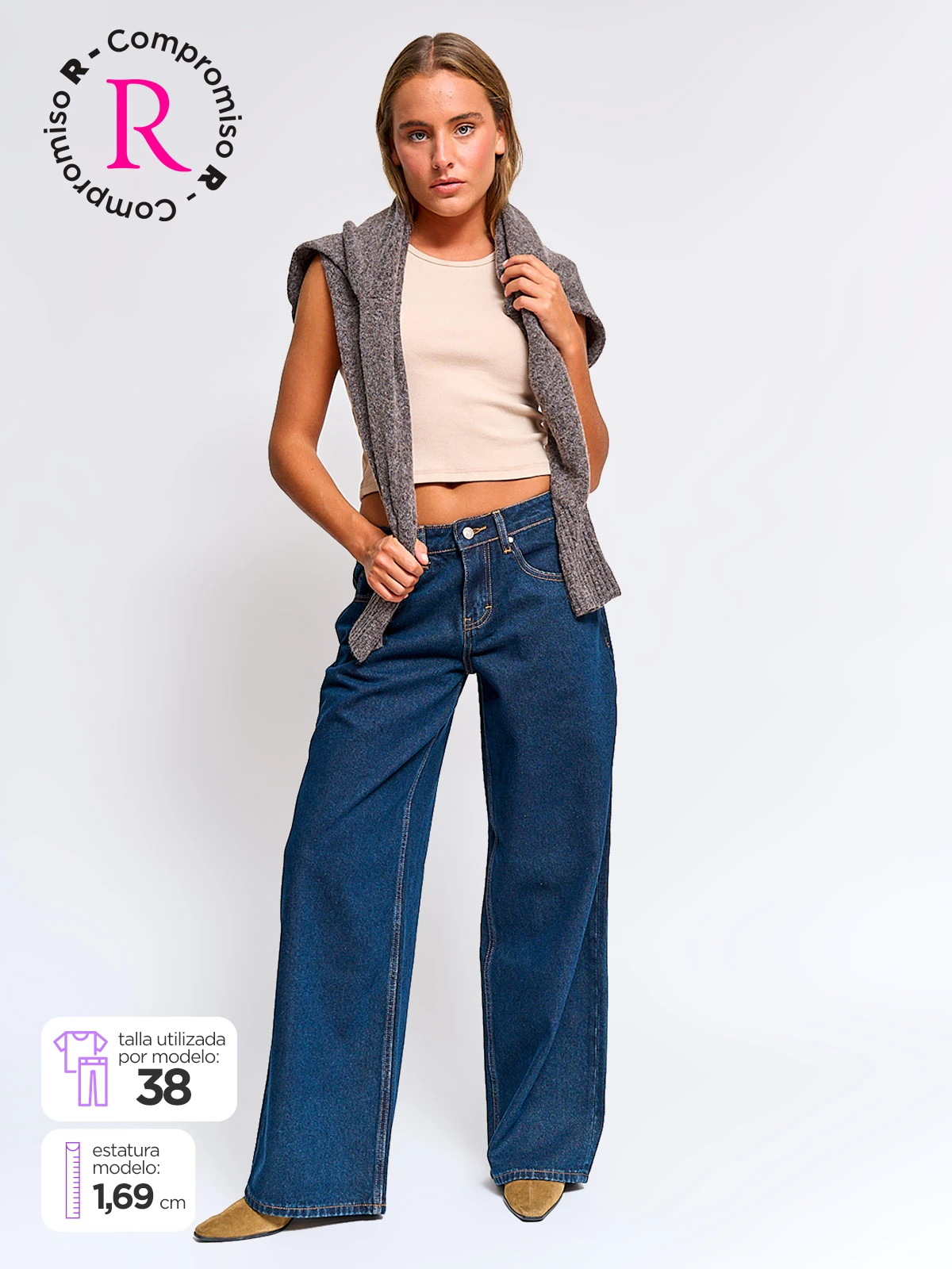 JEANS MUJER INDEX ALGODÓN WIDE LEG - 1