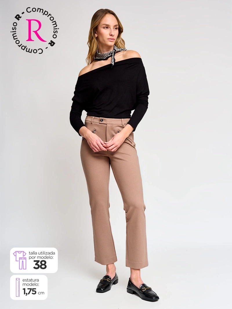 PANTALÓN MUJER CACHAREL RECTO TIPO CALZA - 1