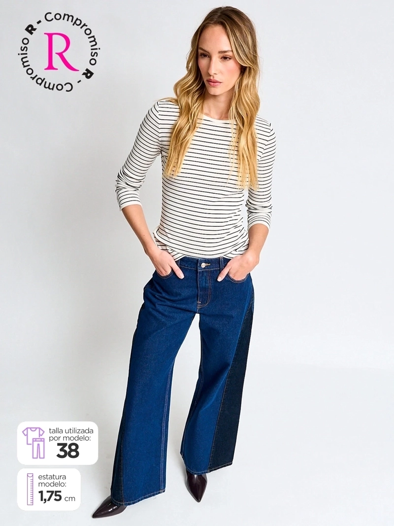 JEANS MUJER MARQUIS ALGODÓN WIDELEG BICOLOR - 1