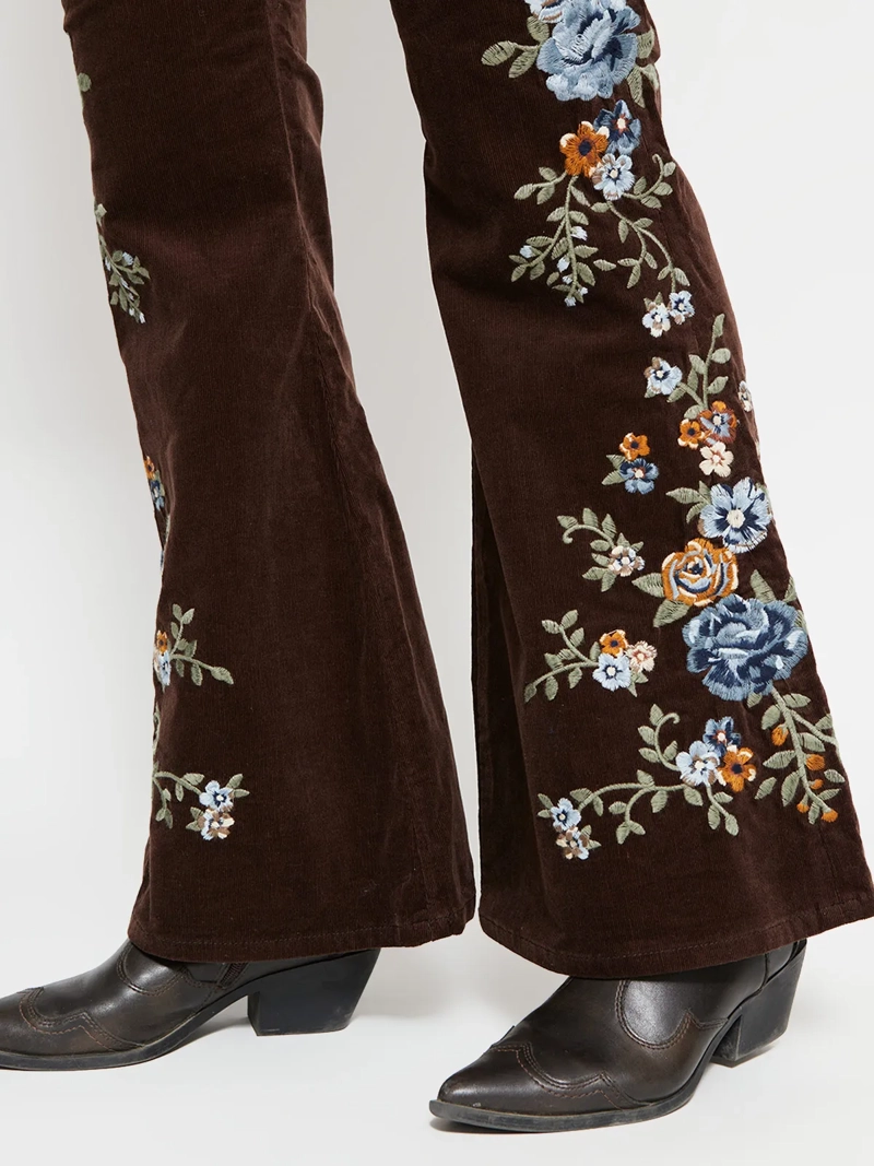PANTALÓN MUJER TATIENNE ALGODÓN FLARE COTELÉ BORDADO - 4