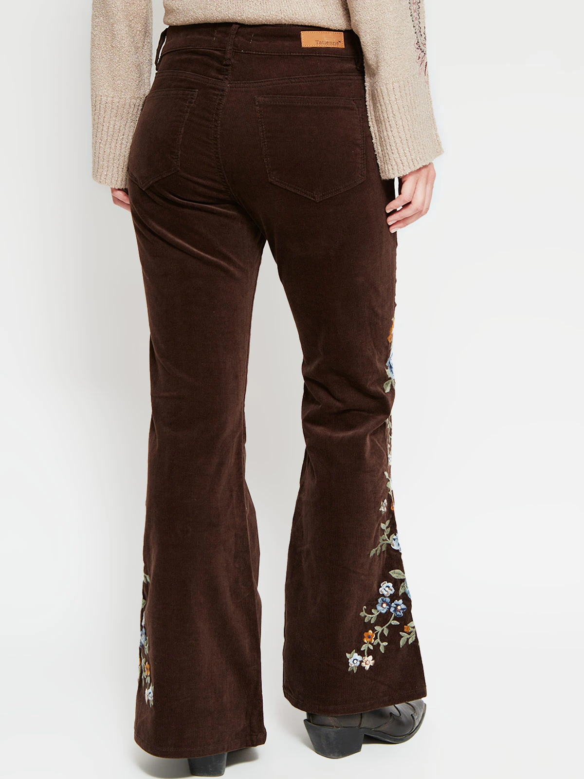 PANTALÓN MUJER TATIENNE ALGODÓN FLARE COTELÉ BORDADO - 3
