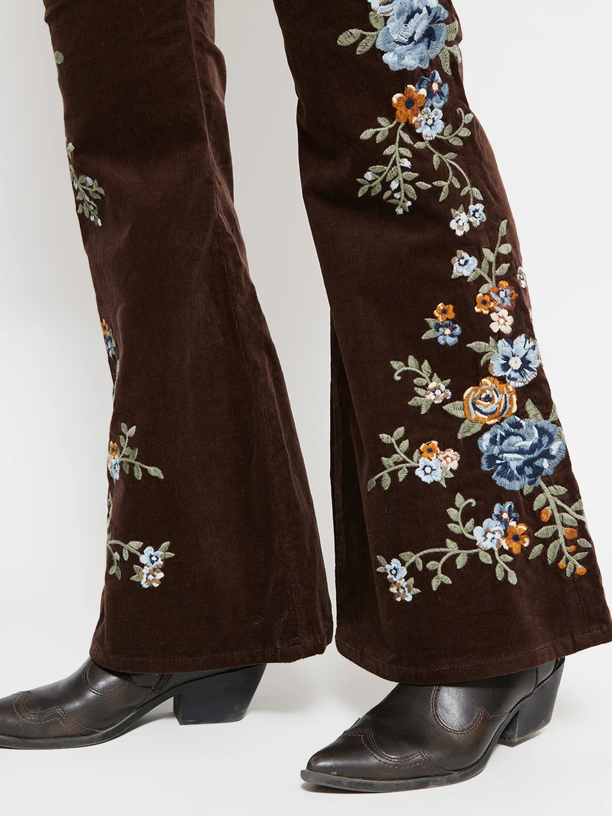 PANTALÓN MUJER TATIENNE ALGODÓN FLARE COTELÉ BORDADO - 4