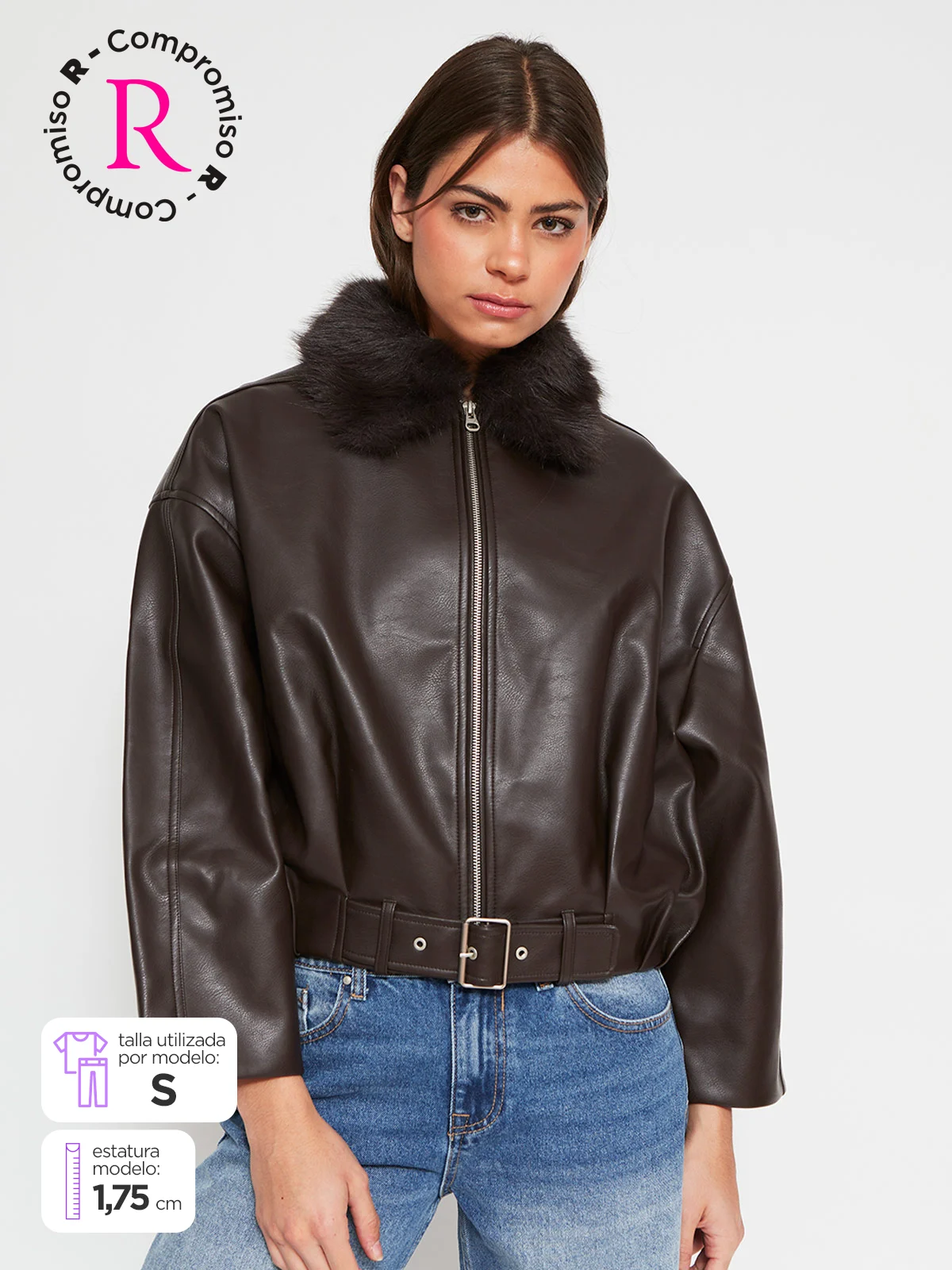 CHAQUETA MUJER INDEX CORTA EFECTO PIEL - 1
