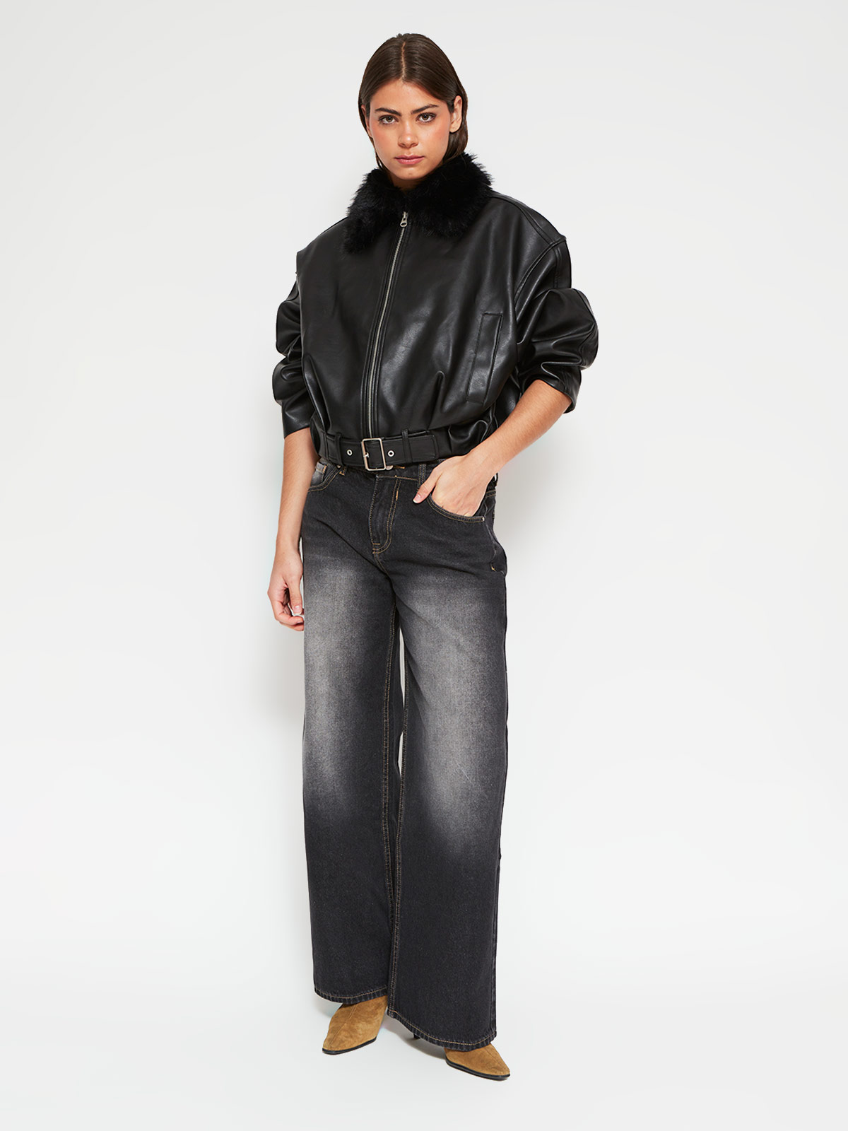 CHAQUETA MUJER INDEX CORTA EFECTO PIEL - 4