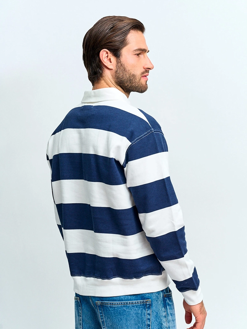POLERA HOMBRE INDEX ALGODÓN CUELLO POLO MANGA LARGA RAYADA - 2