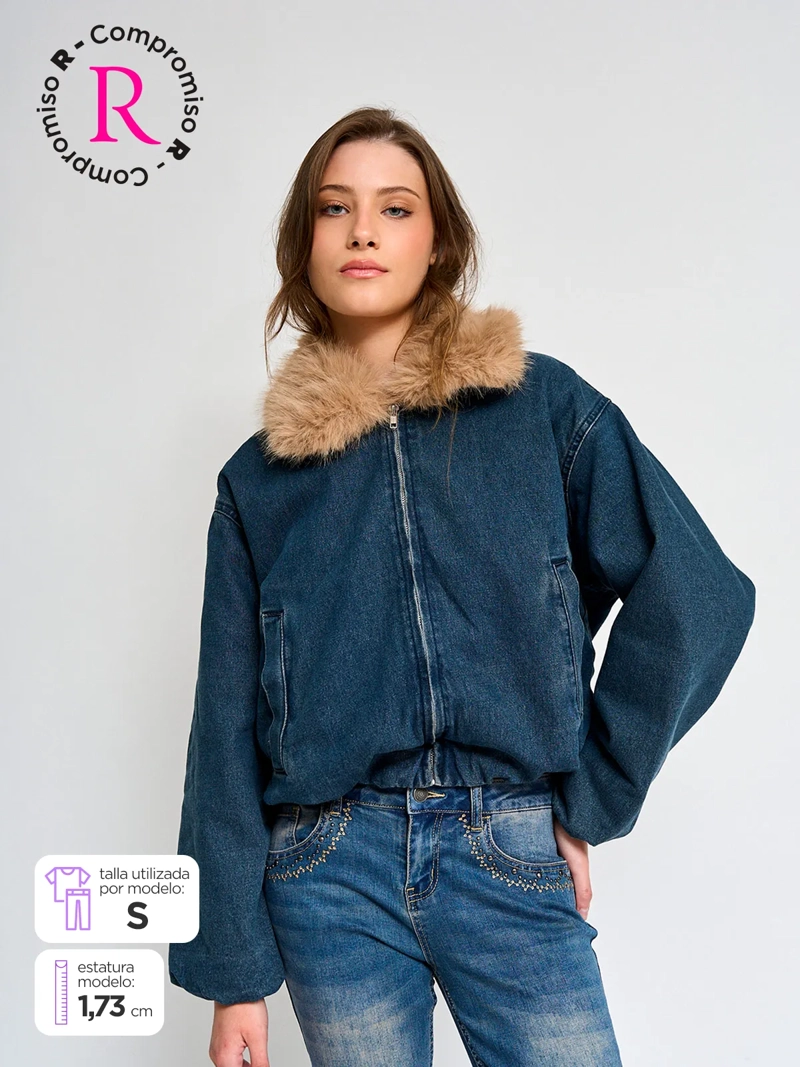 CHAQUETA MUJER INDEX ALGODÓN CORTA DENIM - 1