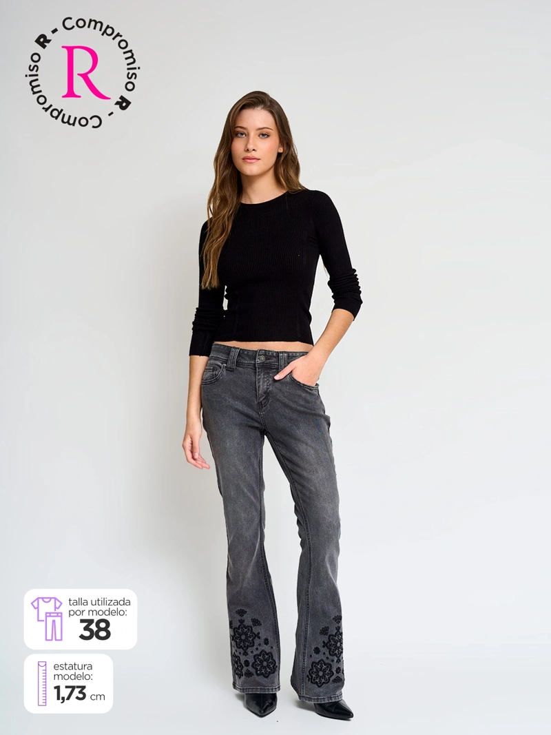 JEANS MUJER INDEX ALGODÓN BORDADO - 2