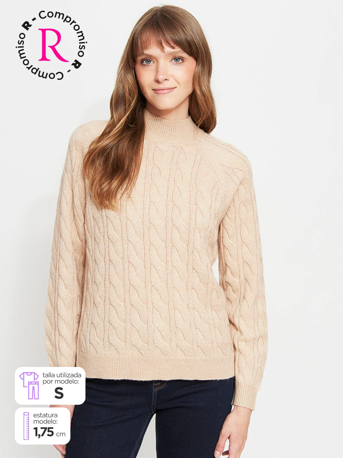SWEATER MUJER REGATTA CUELLO REDONDO MANGA LARGA TRENZADO