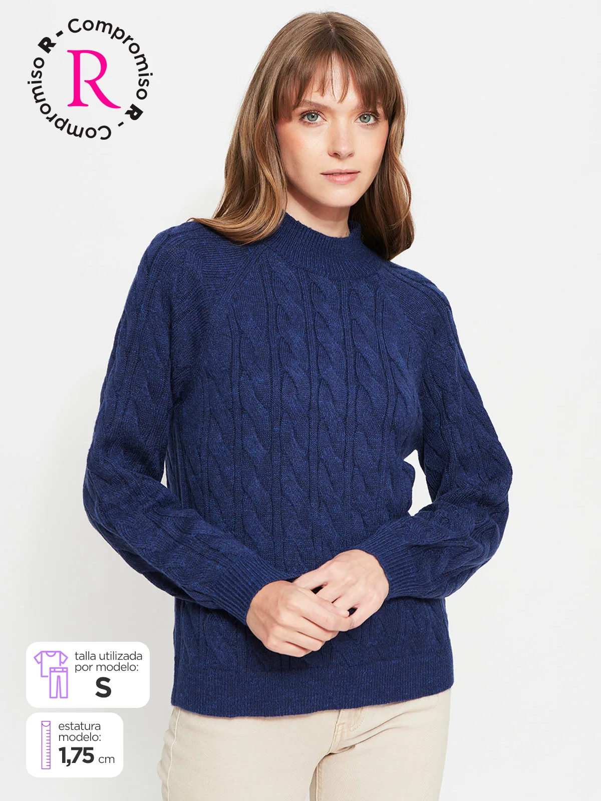 SWEATER MUJER REGATTA CUELLO REDONDO MANGA LARGA TRENZADO