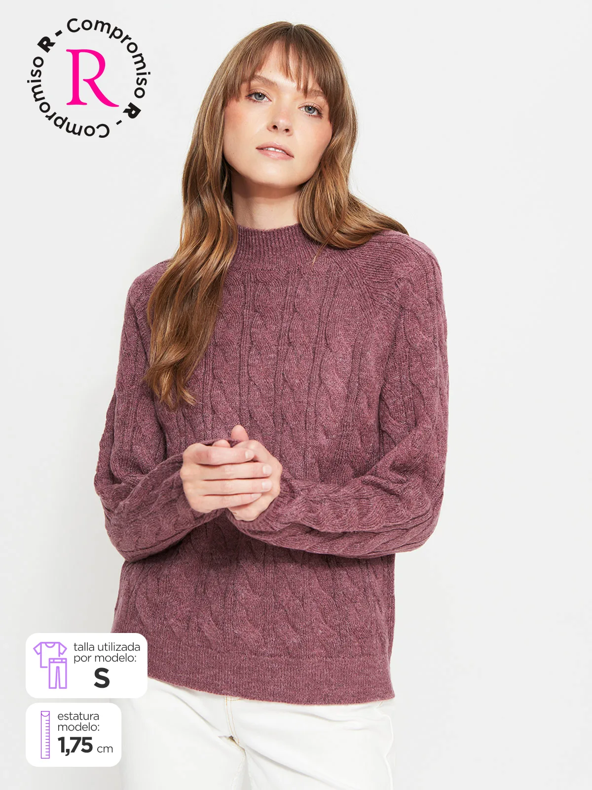 SWEATER MUJER REGATTA CUELLO REDONDO MANGA LARGA TRENZADO - 1