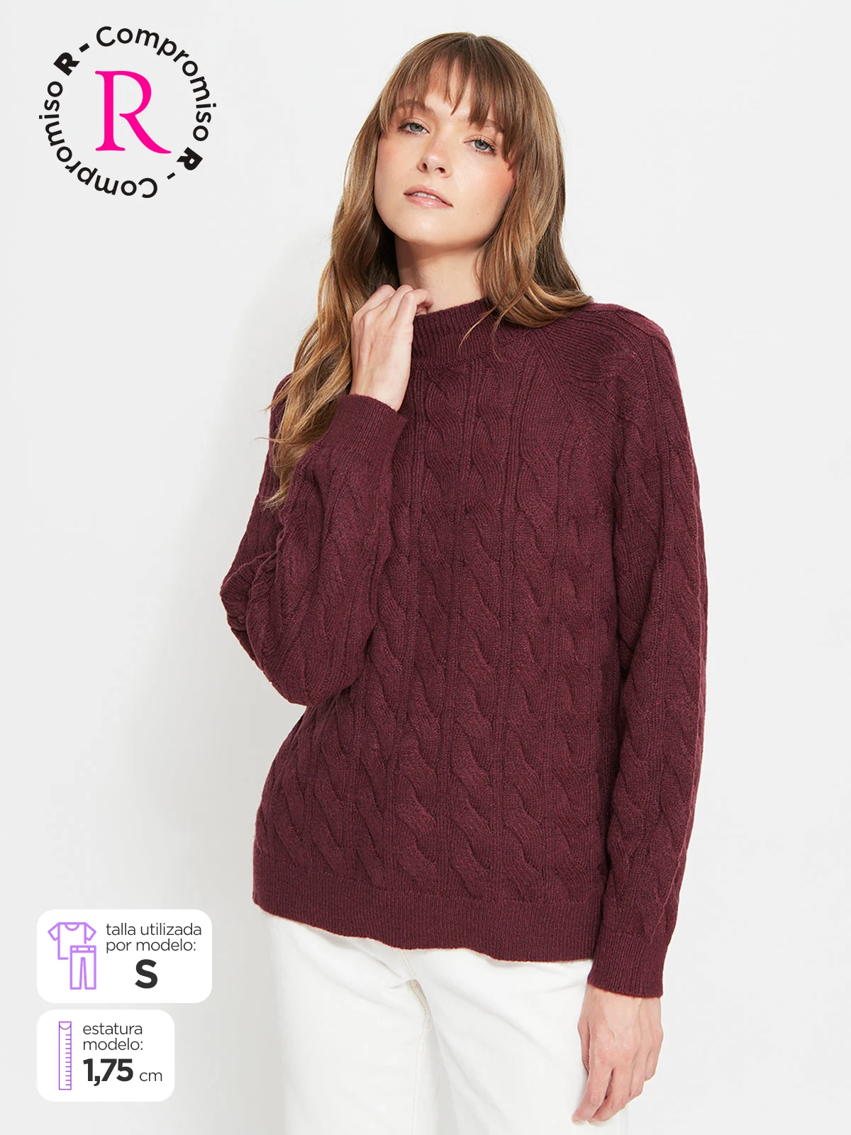 SWEATER MUJER REGATTA CUELLO REDONDO MANGA LARGA TRENZADO