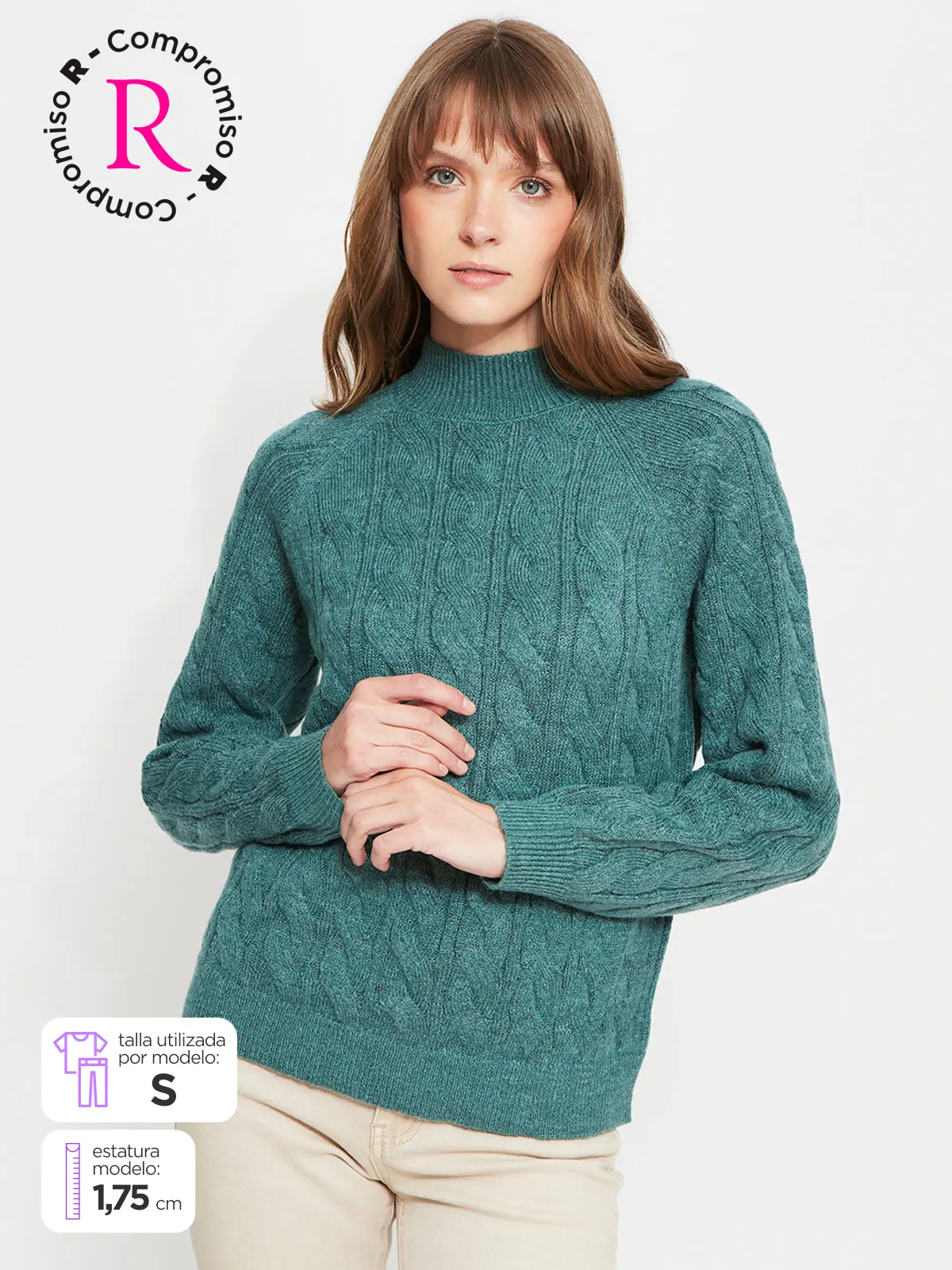 SWEATER MUJER REGATTA CUELLO REDONDO MANGA LARGA TRENZADO