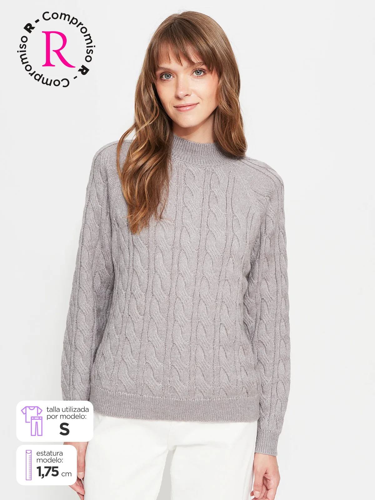SWEATER MUJER REGATTA CUELLO REDONDO MANGA LARGA TRENZADO - 1