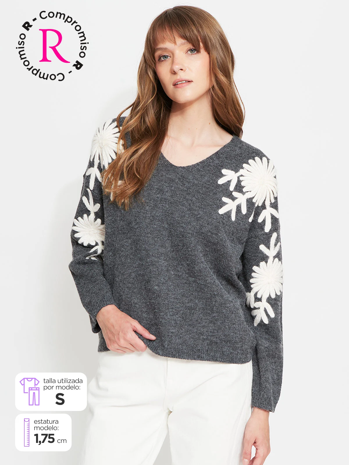 SWEATER MUJER TATIENNE BORDADO FLORES - 1