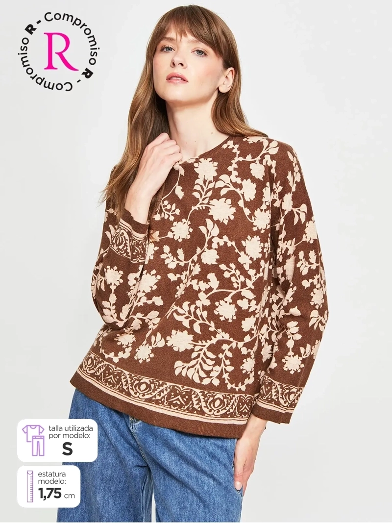 SWEATER MUJER TATIENNE CUELLO REDONDO PRINT - 1