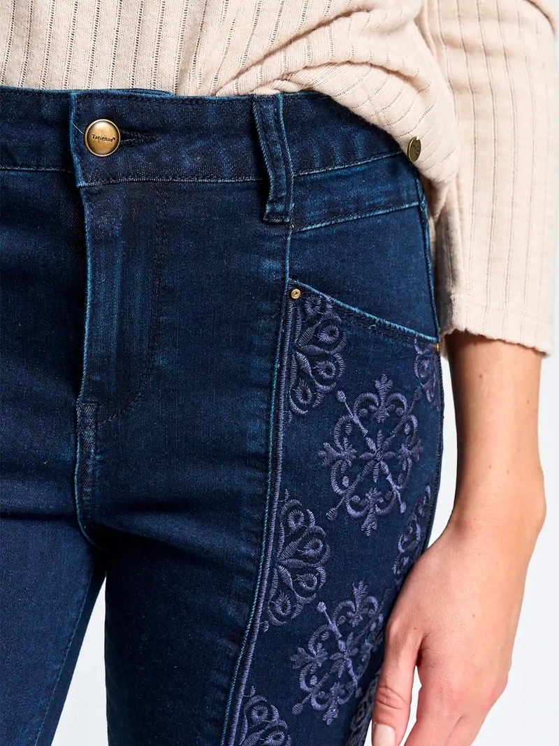 JEANS MUJER TATIENNE ALGODÓN RECTO BORDADO - 4