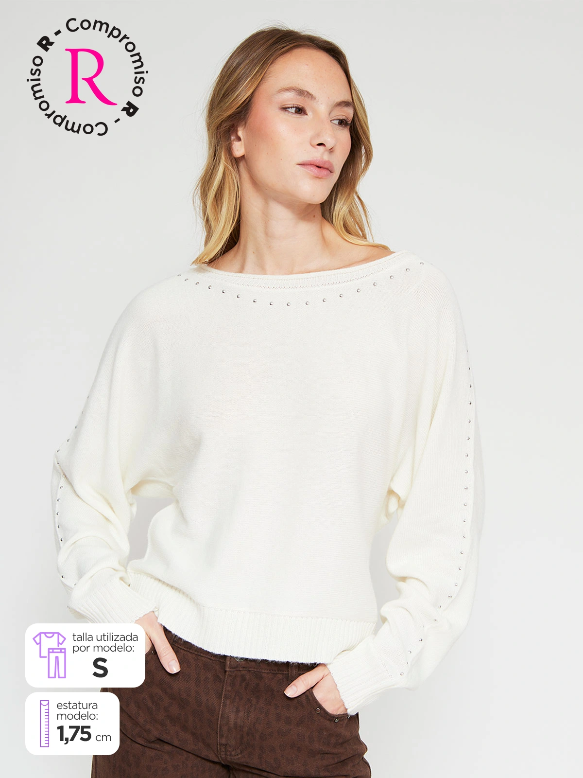 SWEATER MUJER INDEX MANGA LARGA TACHAS - 1