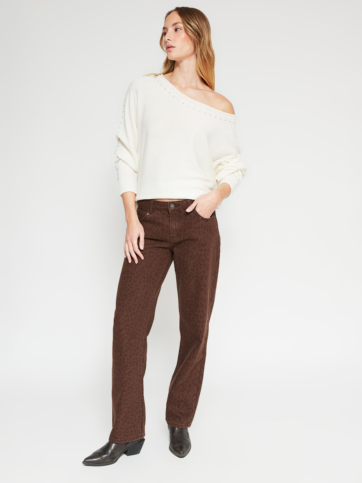 SWEATER MUJER INDEX MANGA LARGA TACHAS - 4