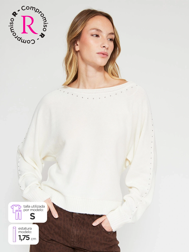 SWEATER MUJER INDEX MANGA LARGA TACHAS - 1