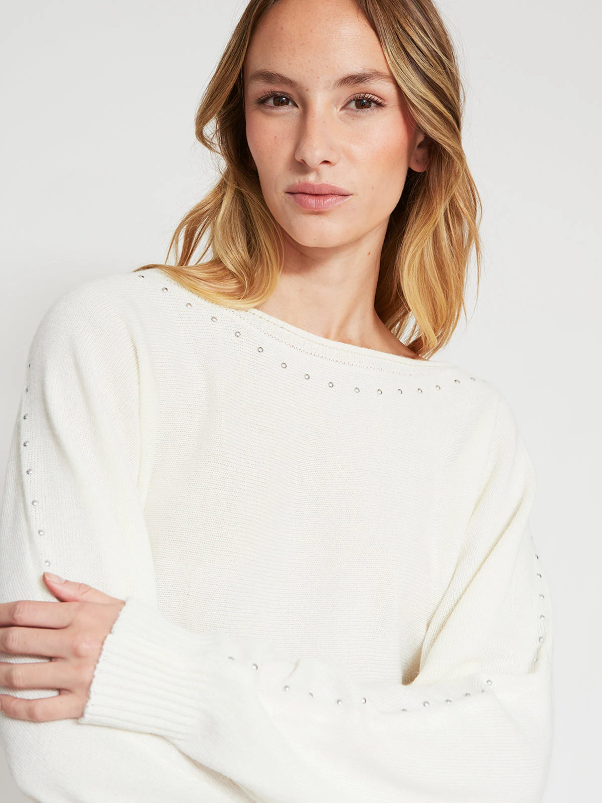 SWEATER MUJER INDEX MANGA LARGA TACHAS - 3