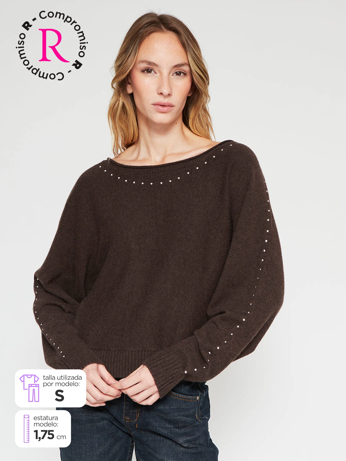 SWEATER MUJER INDEX MANGA LARGA TACHAS - 1