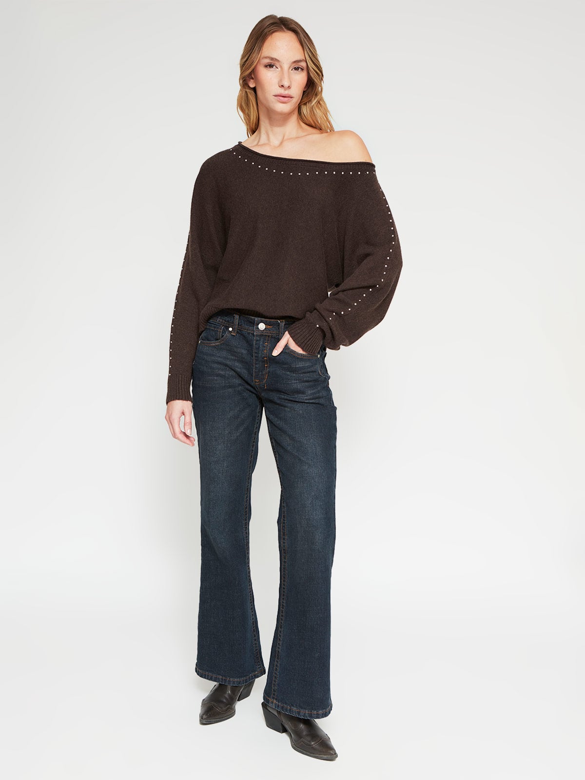 SWEATER MUJER INDEX MANGA LARGA TACHAS - 4