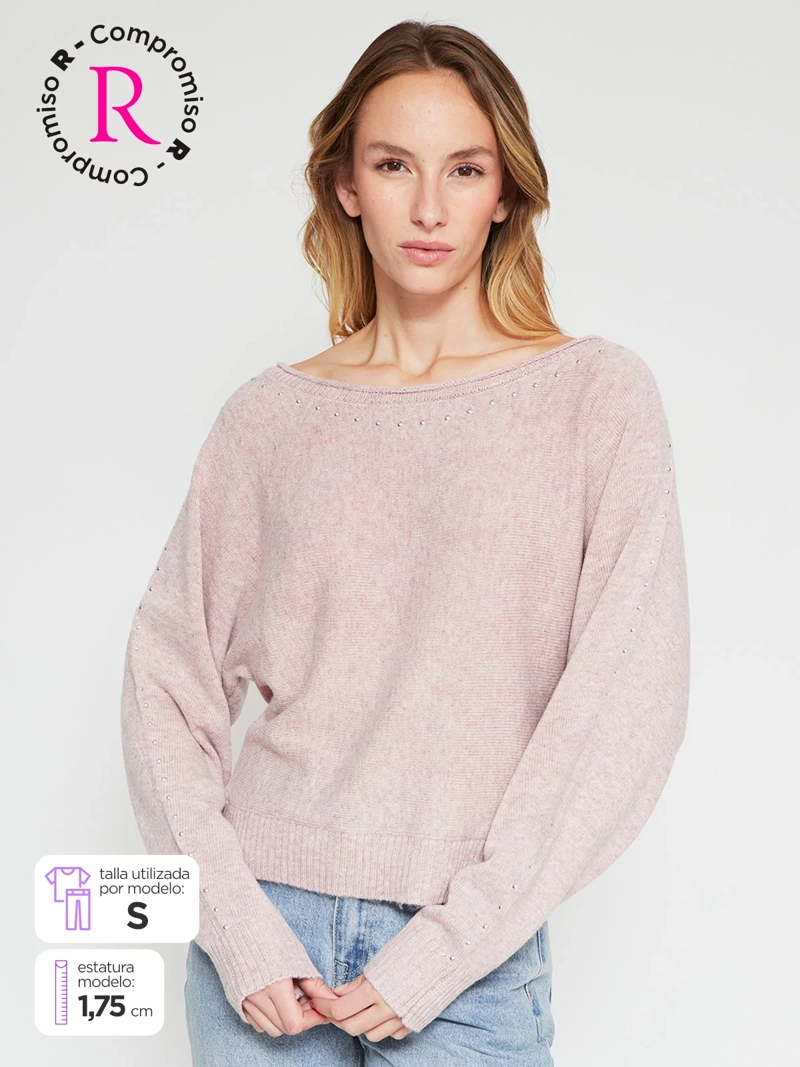 SWEATER MUJER INDEX MANGA LARGA TACHAS - 1