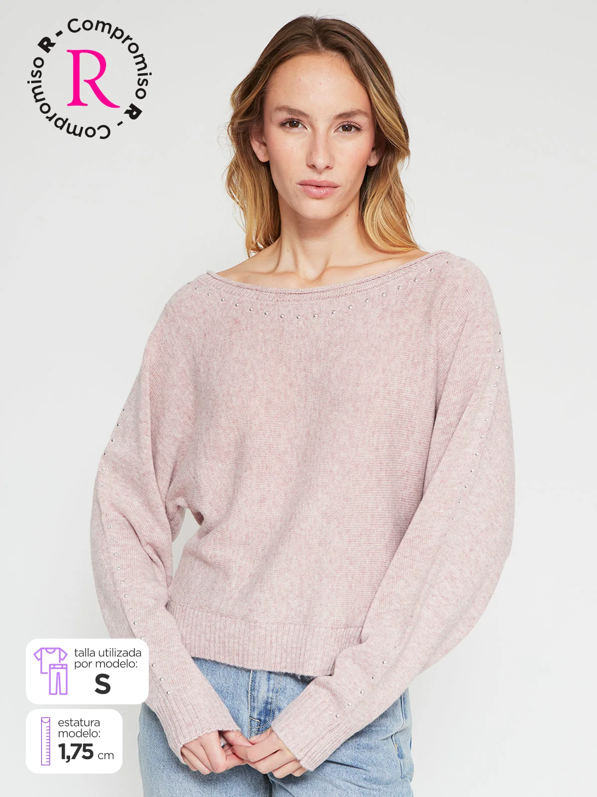 SWEATER MUJER INDEX MANGA LARGA TACHAS - 1