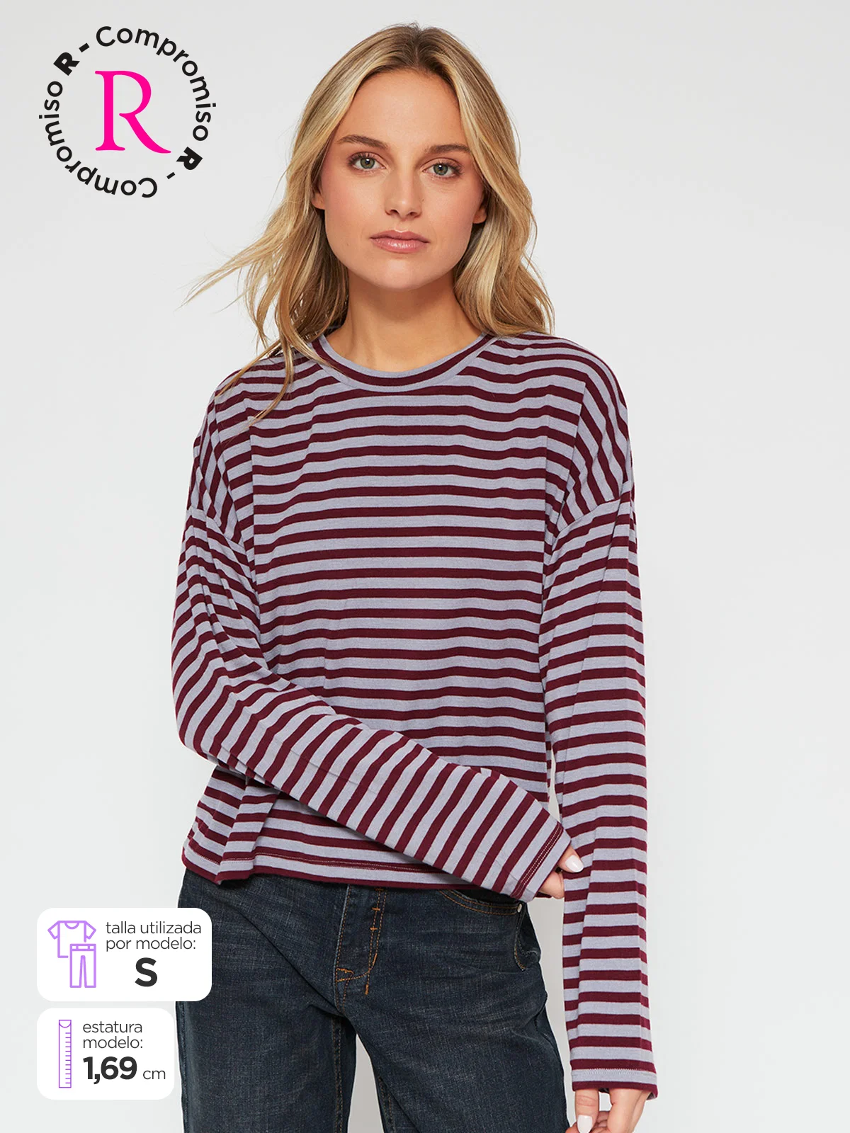 POLERA MUJER INDEX MANGA LARGA RAYAS - 1