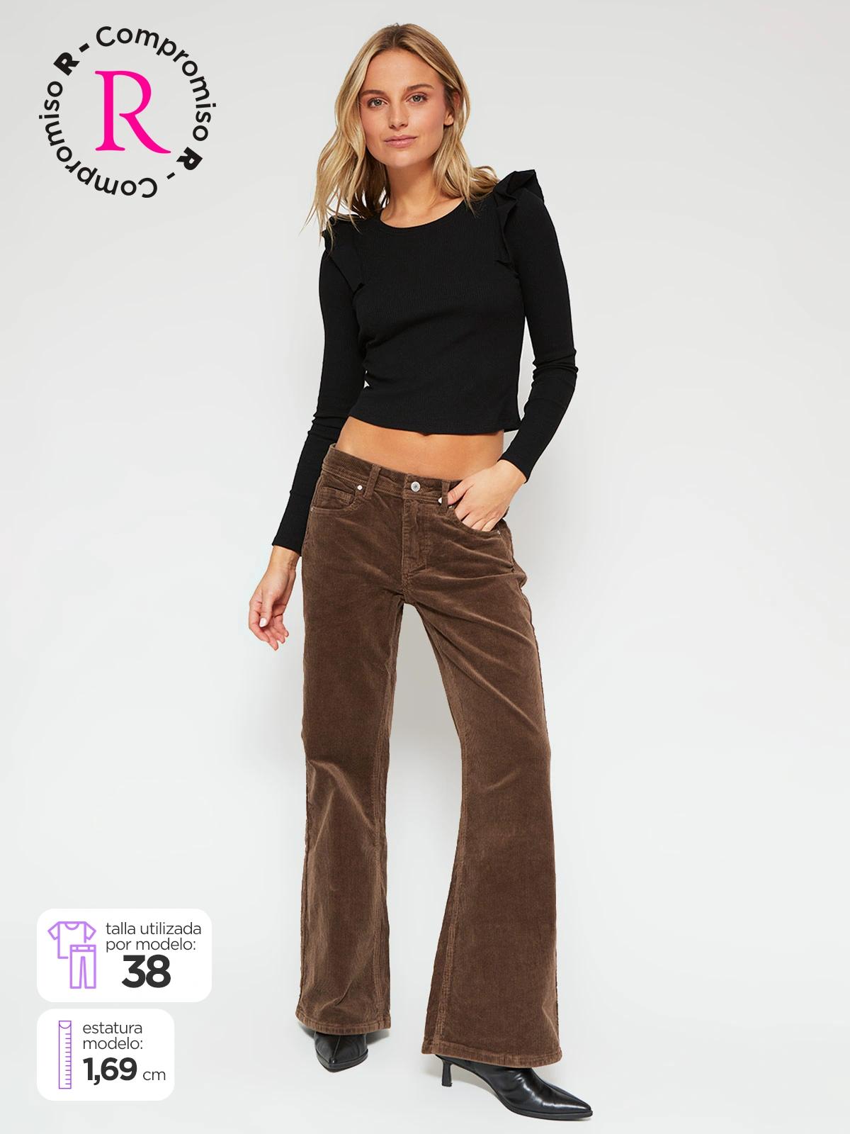 PANTALÓN MUJER INDEX ALGODÓN COTELÉ FLARE RELAX - 1
