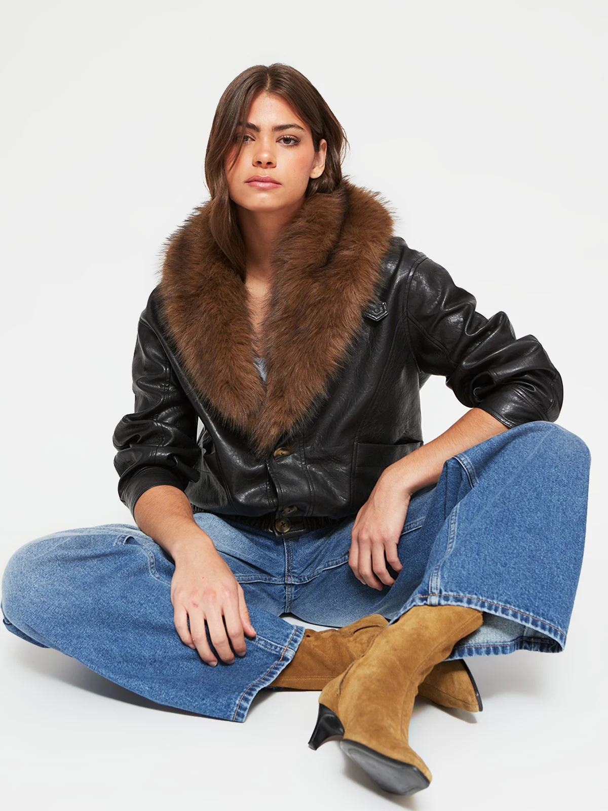 CHAQUETA MUJER INDEX CORTA EFECTO PIEL CUELLO - 4