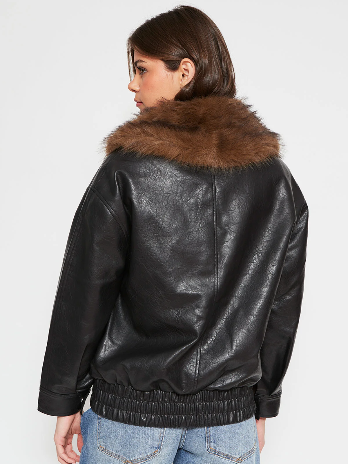 CHAQUETA MUJER INDEX CORTA EFECTO PIEL CUELLO - 2