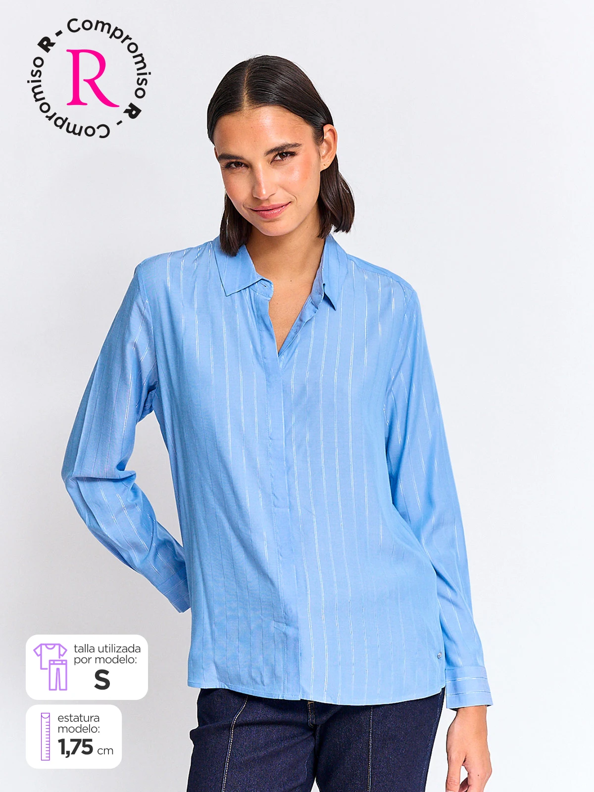 BLUSA MUJER CACHAREL CUELLO CAMISERO MANGA LARGA ESTAMPADA