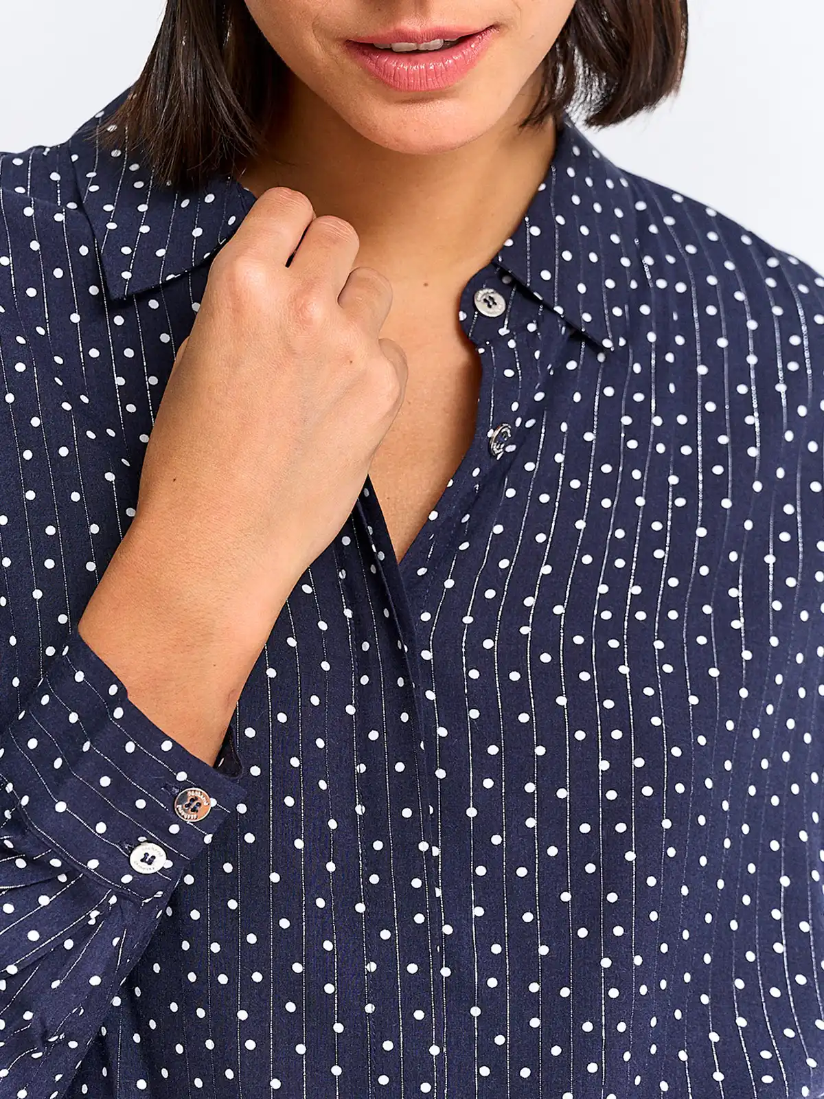 BLUSA MUJER CACHAREL CUELLO CAMISERO MANGA LARGA ESTAMPADA - 3