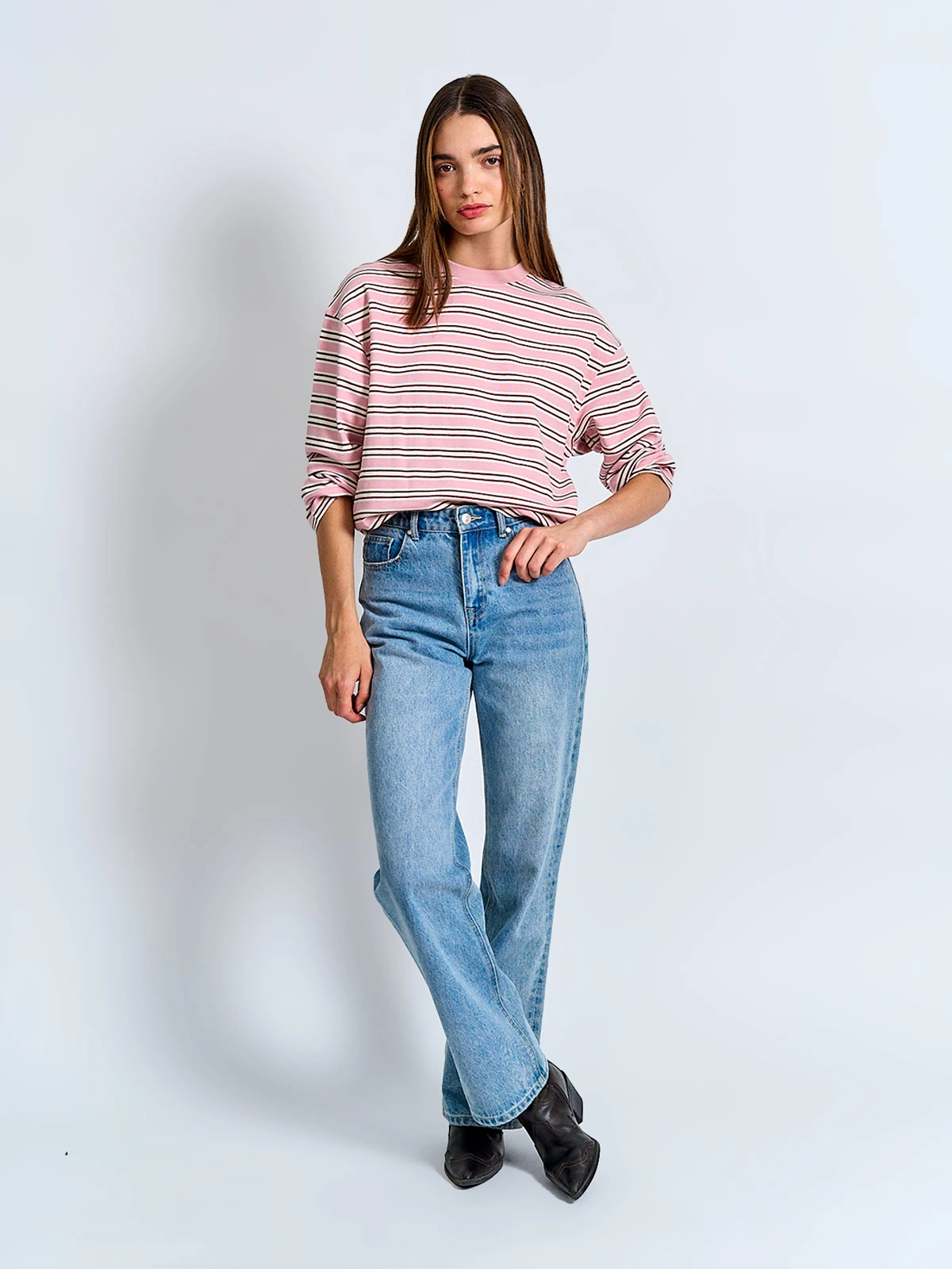 POLERA MUJER INDEX ALGODÓN MANGA LARGA RAYAS - 4