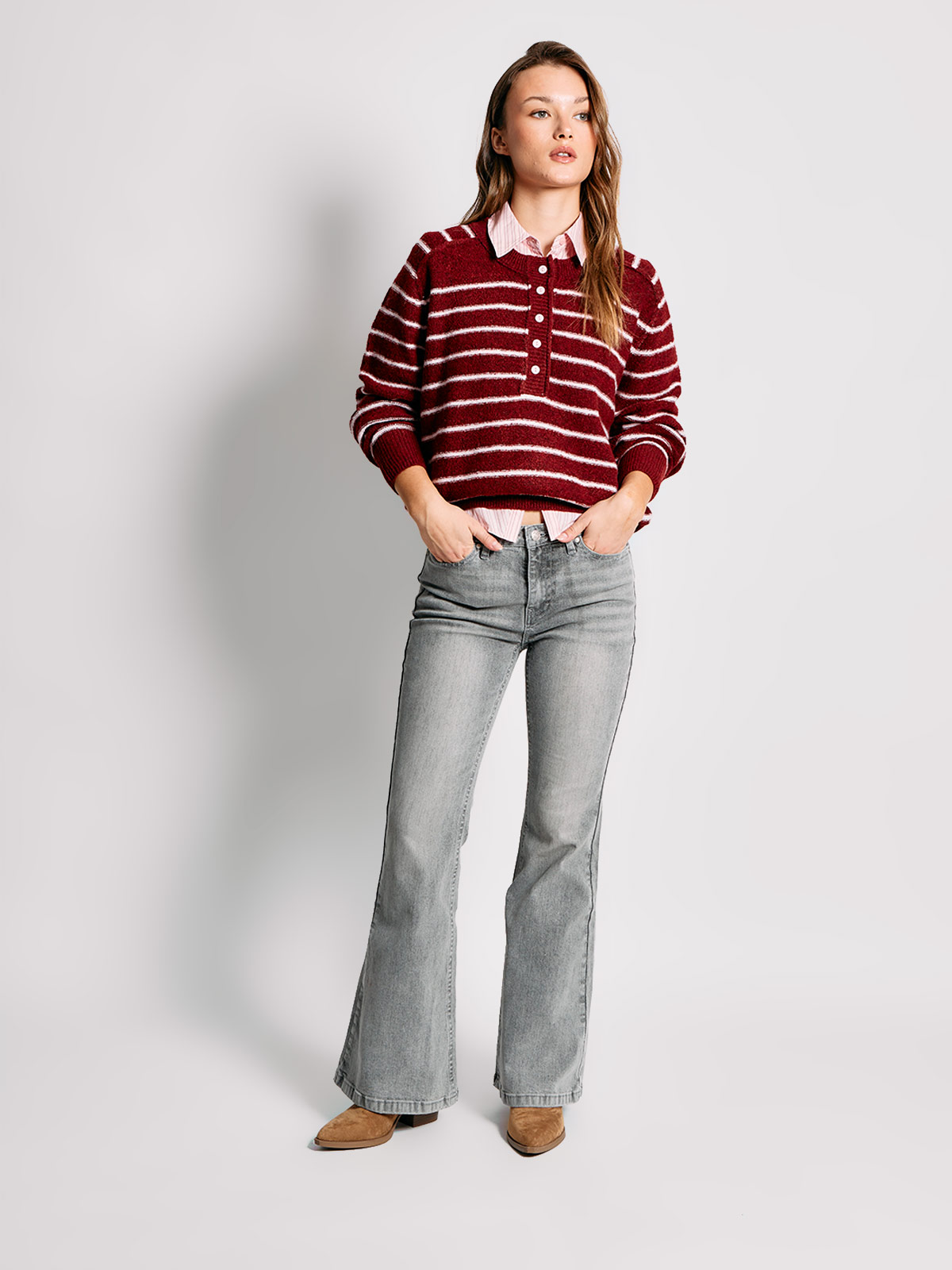SWEATER MUJER INDEX MANGA LARGA RAYAS - 4