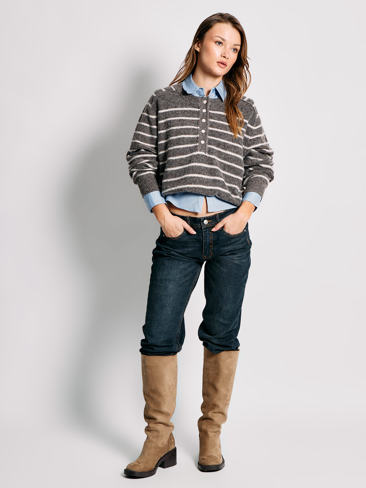 SWEATER MUJER INDEX MANGA LARGA RAYAS - 4