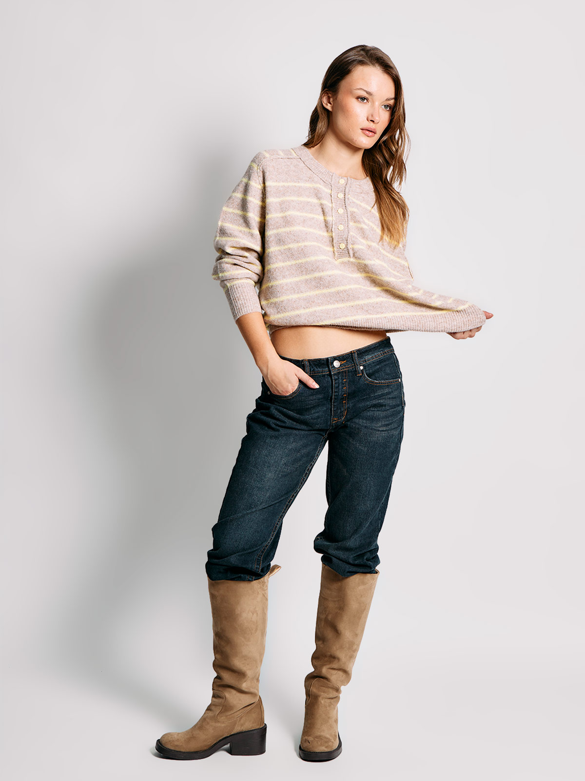 SWEATER MUJER INDEX MANGA LARGA RAYAS - 4