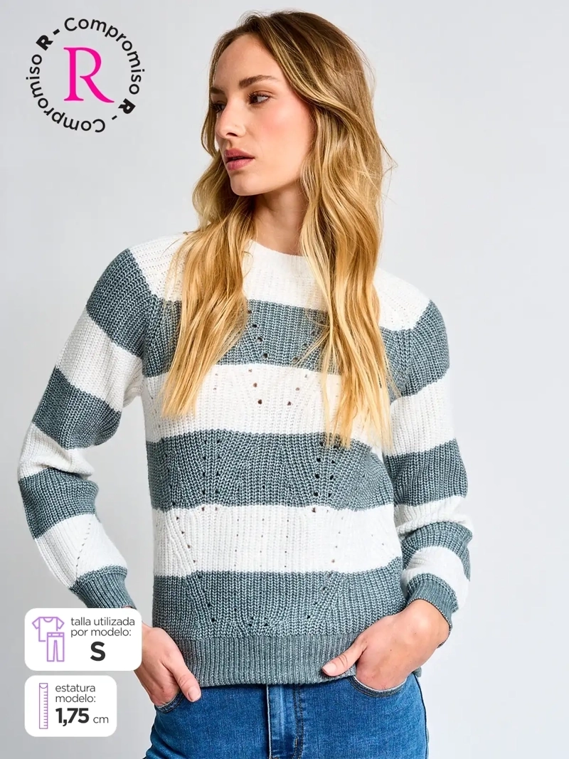 SWEATER MUJER REGATTA MANGA LARGA RAYADO - 1