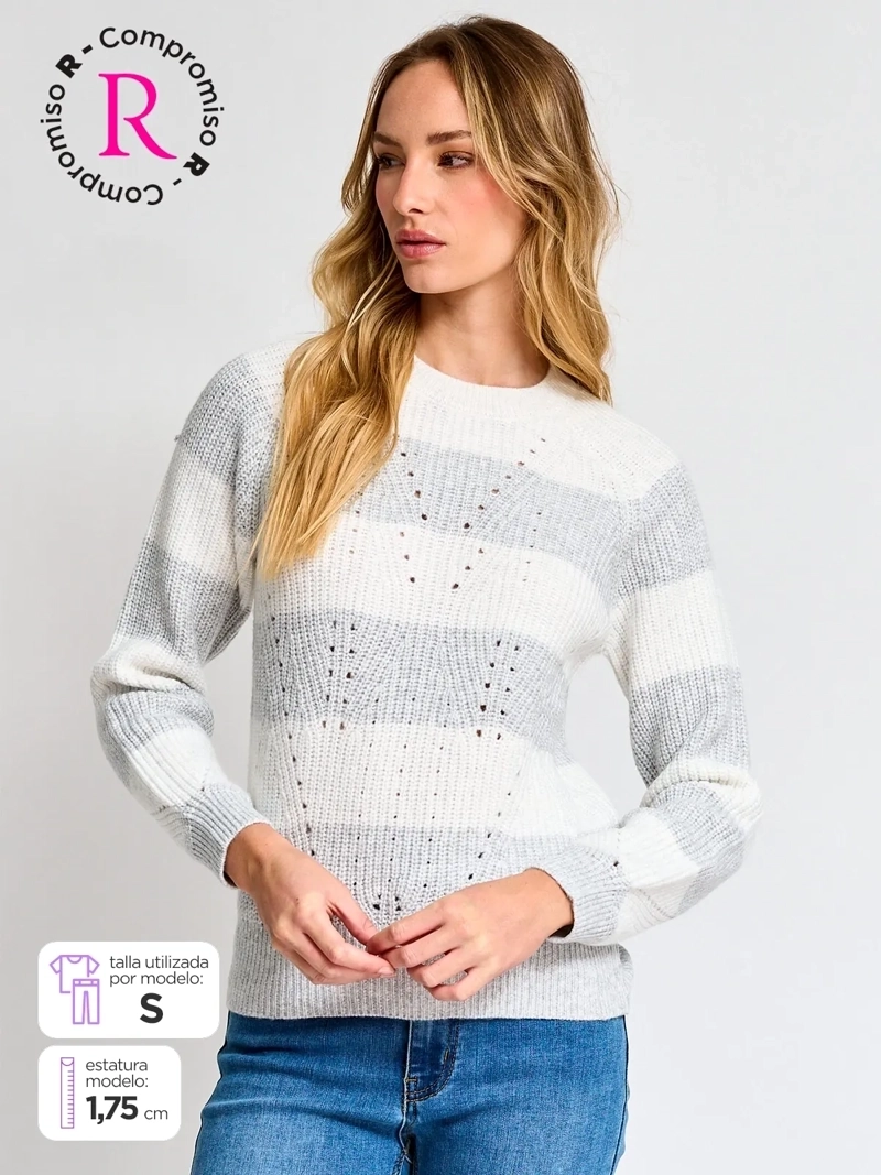 SWEATER MUJER REGATTA MANGA LARGA RAYADO - 1